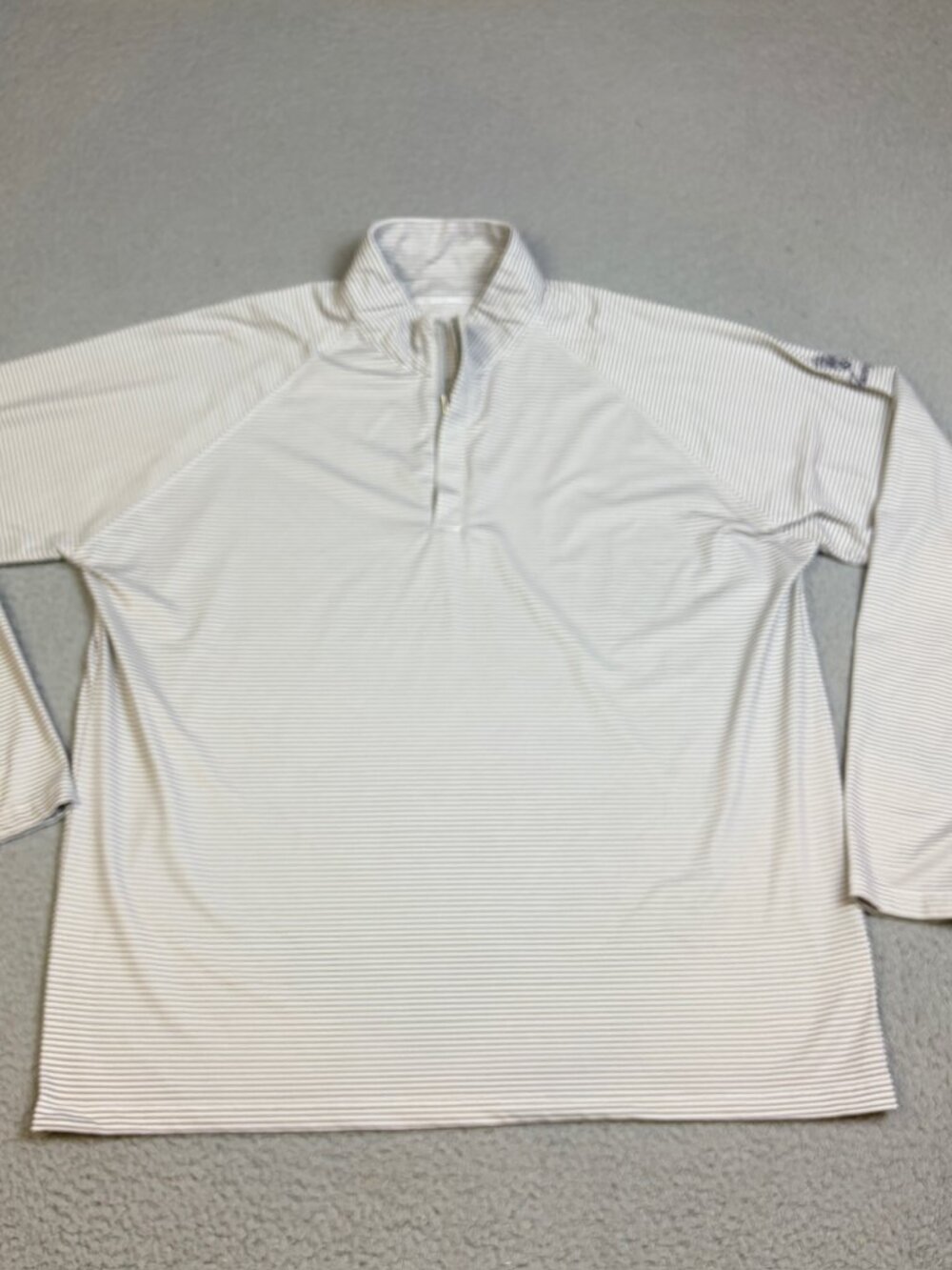 Holderness & Bourne Quarter Zip Pullover Mens Size Large White Gray Striped